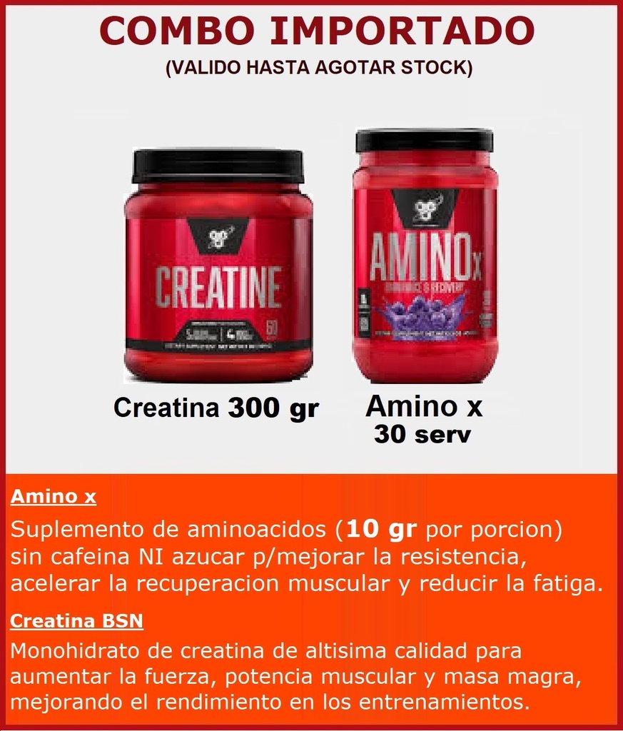Combo BSN - Amino x 30 serv + Creatina 300 gr